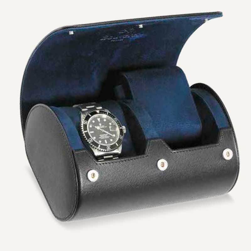 Bouveret Roll 2 watches, Black Saffiano cowhide