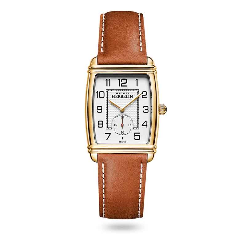 M Herbelin Gents Tonneau PVD 2N/Cuir ARTDECO