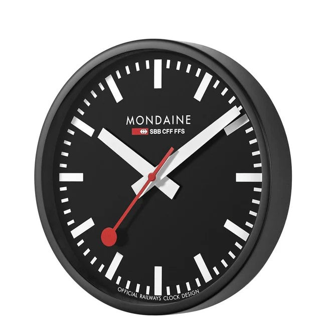 Mondaine Black Wall Clock Ø 25cm, black dial