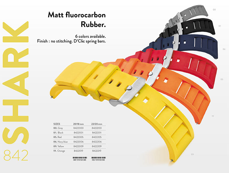 Fluor rubber Matt SHARK Grey, 20/18mm