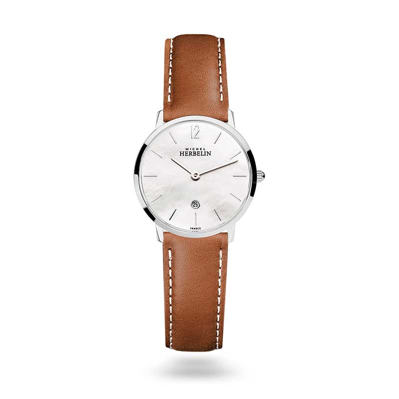 M Herbelin Ladies CITY Acier Date / Cuir