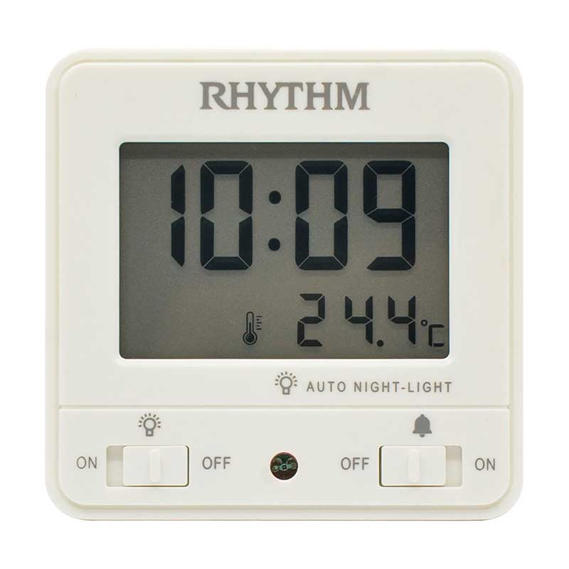 Rhythm LCD Vit, auto night light/snz/belysn