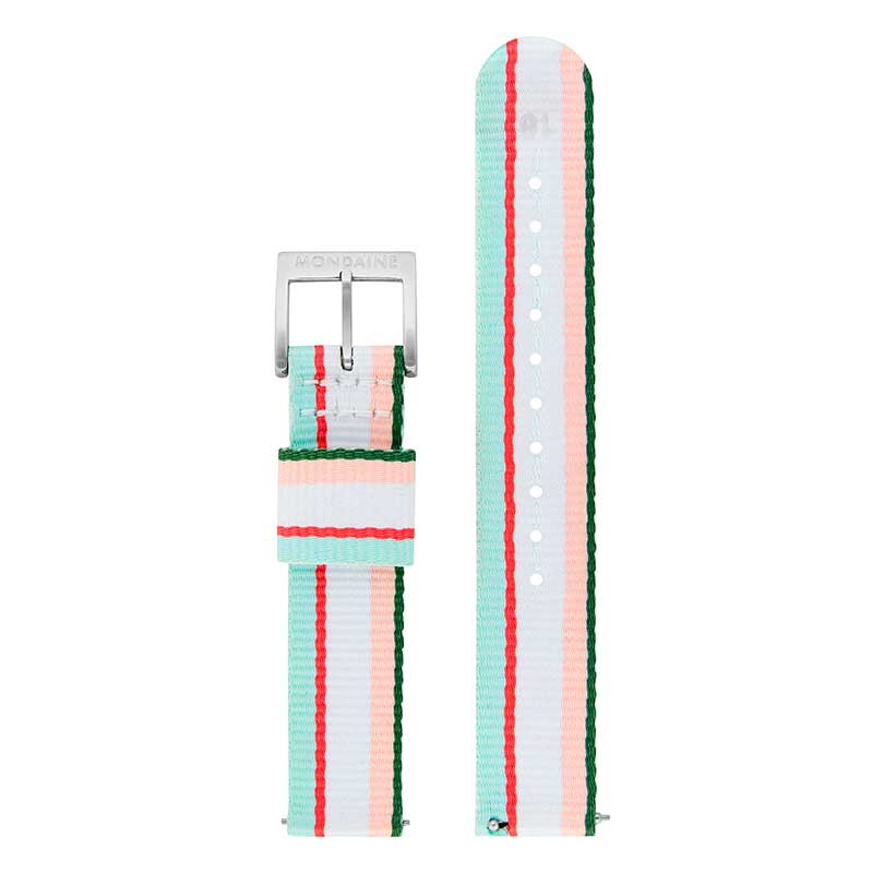Textilband Mondaine 16mm grön/rosa msp QR